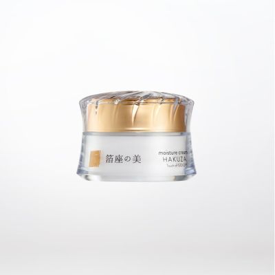 Hakuza Platinum Gold Moisture Cream jar with gold leaf visible in the cream