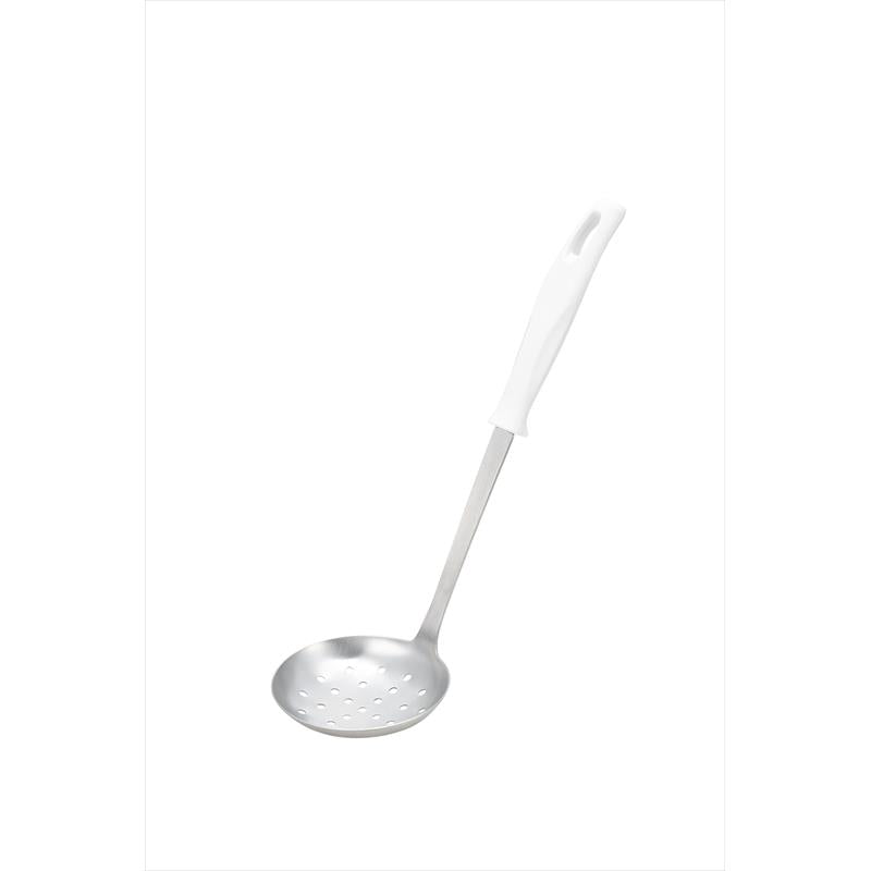 KAI Slotted Ladle, White, Slotted Ladle, White 295 x 85 x 60 mm, 95 g, Made in Japan, 29.5 x 8.5 x 6 cm and 95 g, white
