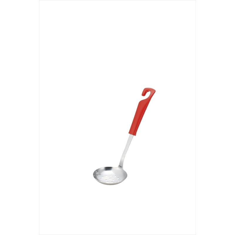KAI KHS Small Slotted Ladle, Red, KHS Small Slotted Ladle, Red 200 x 63 x 50 mm, 43 g, Made in Japan, 20 x 6.3 x 5 cm and 43 g, red
