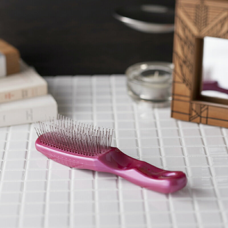 KAI Doctor's Scalp Hair Care Brush, U-Shaped Planted Pins in Four Pin Heights, Nylon Pins and Polypropylene Handle, Made in Japan, Black or Pink, L or S