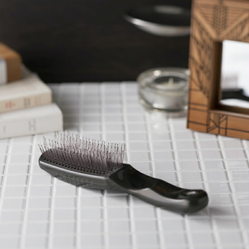 KAI Doctor's Scalp Hair Care Brush, U-Shaped Planted Pins in Four Pin Heights, Nylon Pins and Polypropylene Handle, Made in Japan, Black or Pink, L or S