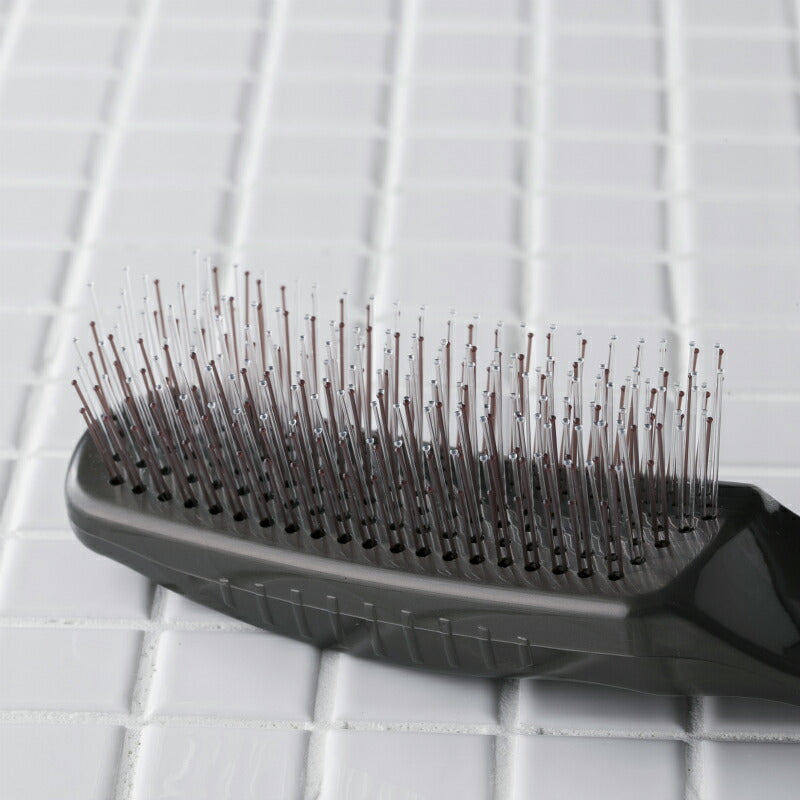 KAI Doctor's Scalp Hair Care Brush, U-Shaped Planted Pins in Four Pin Heights, Nylon Pins and Polypropylene Handle, Made in Japan, Black or Pink, L or S