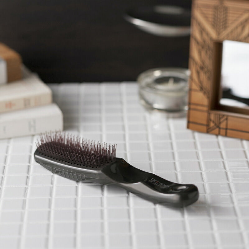 KAI Doctor's Scalp Hair Care Brush, U-Shaped Planted Pins in Four Pin Heights, Nylon Pins and Polypropylene Handle, Made in Japan, Black or Pink, L or S