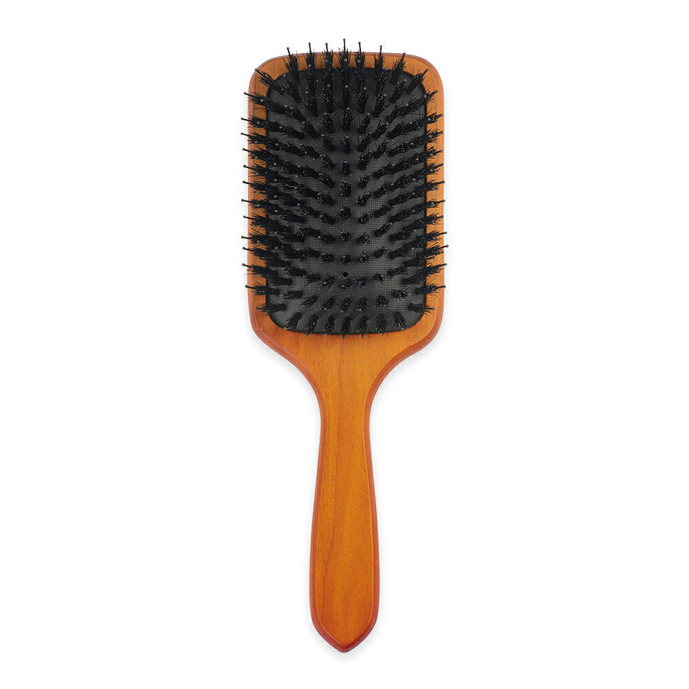 KAI Mixed Cushion Paddle Hairbrush, Boar and Round-Tipped Nylon Bristles on a Natural Wood Handle with Cushion, S 75 g or L 100 g