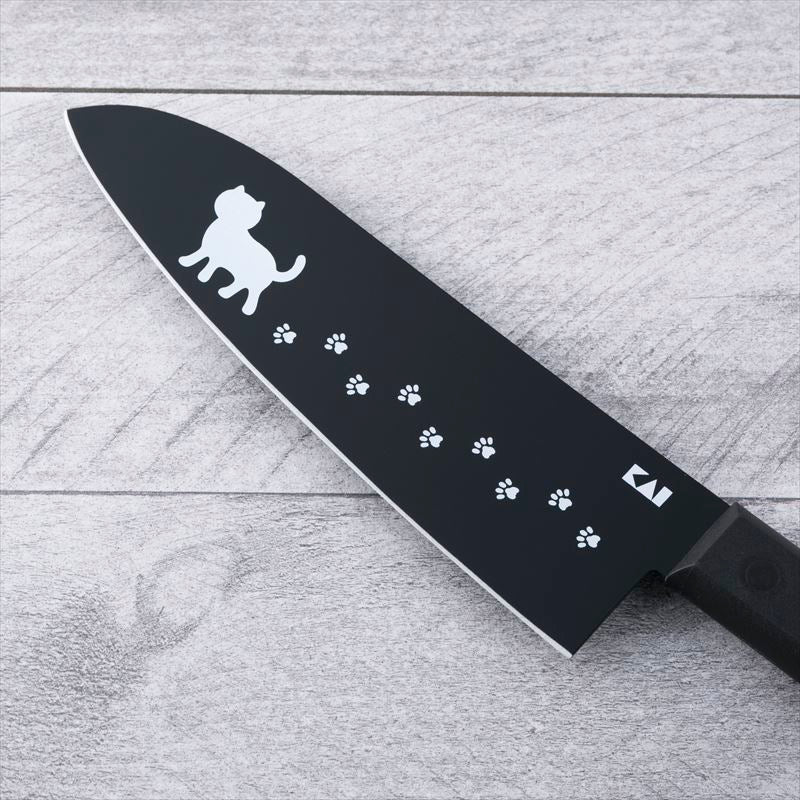 KAI Nyammy Cat Knife (Santoku 165mm), Nyammy Cat Knife (Santoku 165mm) 295 x 49 x 16 mm, 105 g, Made in China, 29.5 x 4.9 x 1.6 cm and 105 g, Standard