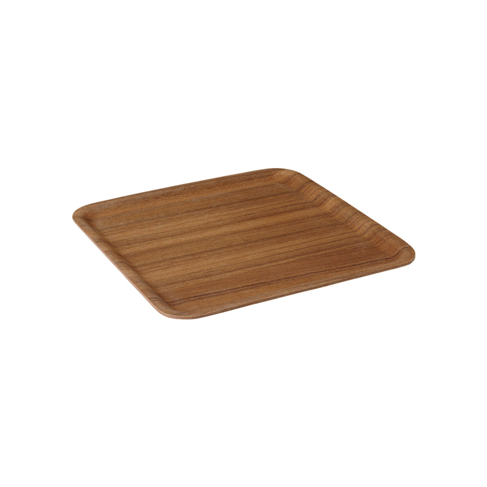 KINTO Teak Synthetic Lacquerware Non-Slip Tray 320x320, Teak Synthetic Lacquerware Non-Slip Tray 320x320 In Teak, Hand wash only, not dishwasher safe, Made in China, 32 x 32 x 1.4 cm and 370 g, Teak