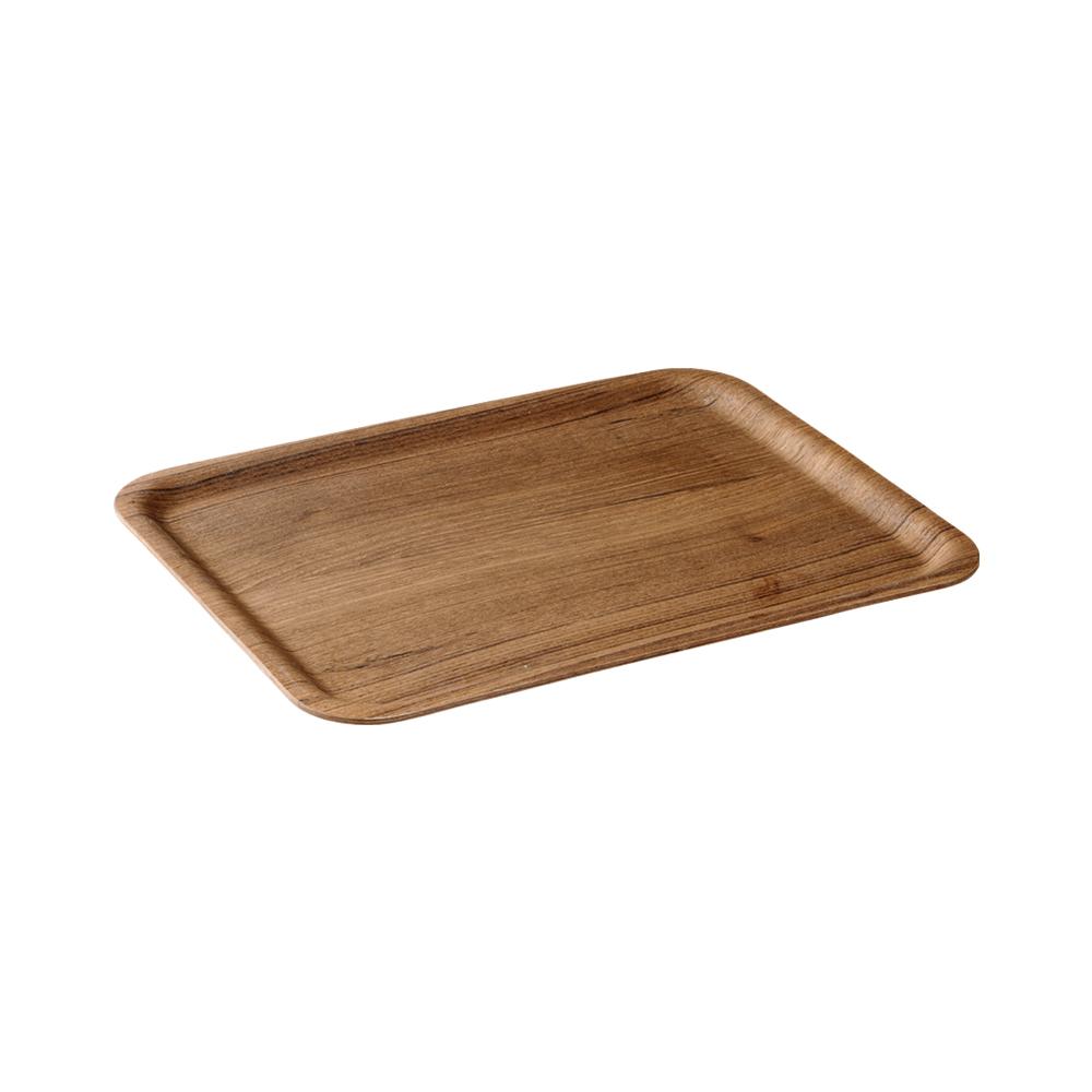 KINTO Synthetic Lacquerware Non-Slip Tray, Synthetic Lacquerware Non-Slip Tray In Teak, Hand wash only, not dishwasher safe, Made in China, 36 x 28 x 1.5 cm and 300 g, Teak