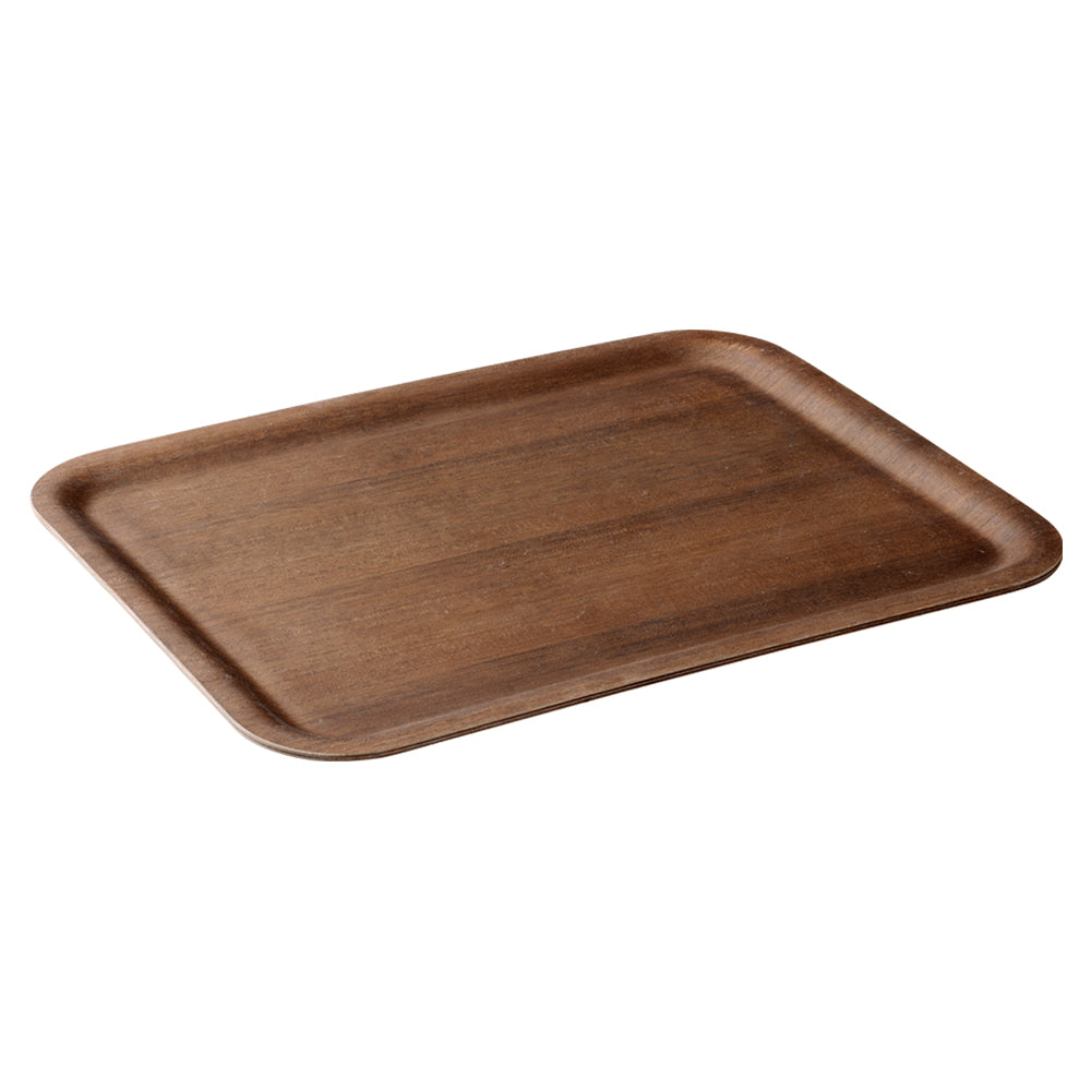 KINTO Synthetic Lacquerware Non-Slip Tray, Synthetic Lacquerware Non-Slip Tray In Teak, Hand wash only, not dishwasher safe, Made in China, 43 x 33 x 1.5 cm and 440 g, Teak