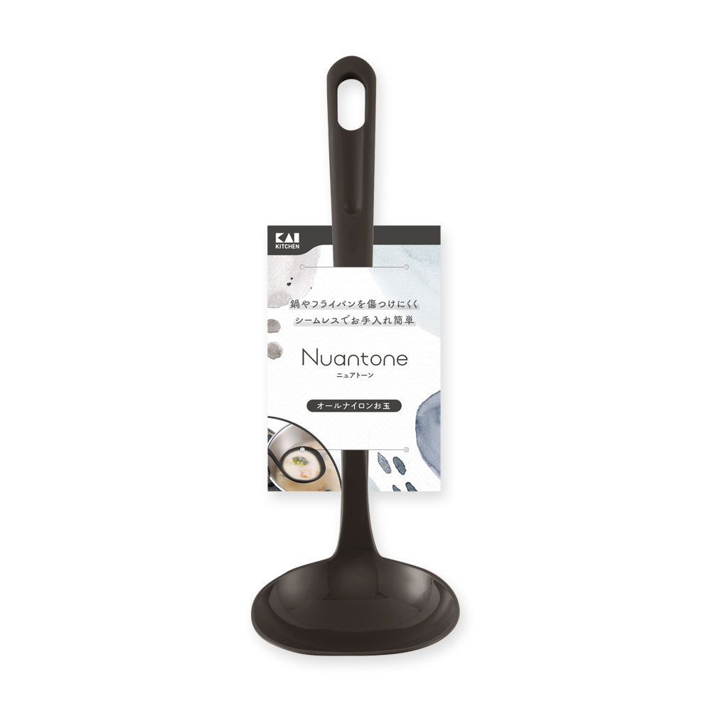 KAI Nuance Tone All-Nylon Ladle, Charcoal Black, Nuance Tone All-Nylon Ladle, Charcoal Black 275 x 90 x 67 mm, 50 g, Made in Japan, 27.5 x 9 x 6.7 cm and 50 g, Charcoal Black