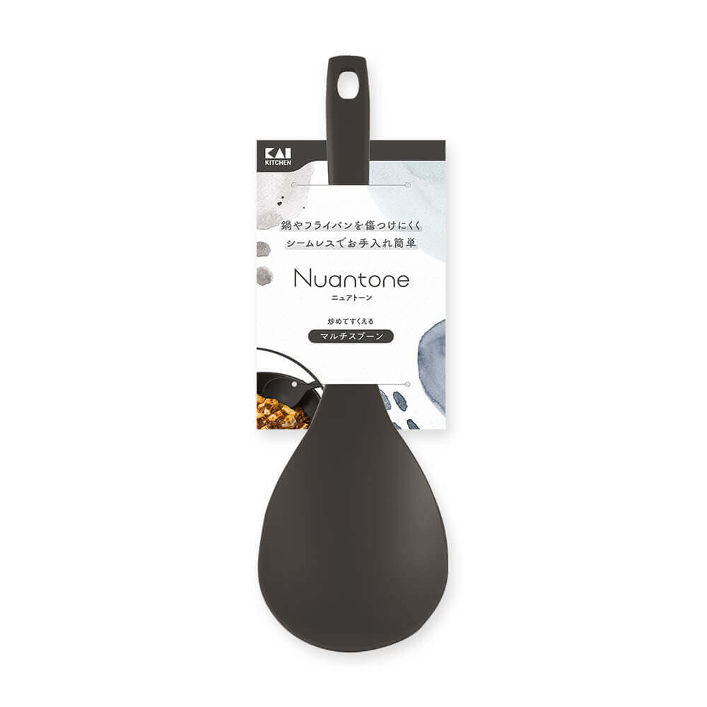 KAI Nuance Tone All-Nylon Multi Spoon, Charcoal Black, Nuance Tone All-Nylon Multi Spoon, Charcoal Black 250 x 80 x 58 mm, 42 g, Made in Japan, 25 x 8 x 5.8 cm and 42 g, Charcoal Black