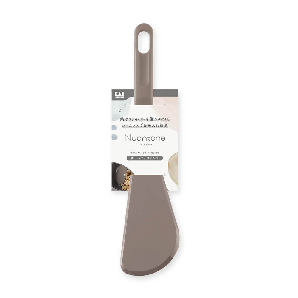 KAI Nuance Tone All-Nylon Spatula, Beige Gray, Nuance Tone All-Nylon Spatula, Beige Gray 297 x 68 x 23 mm, 54 g, Made in Japan, 29.7 x 6.8 x 2.3 cm and 54 g, Beige Gray