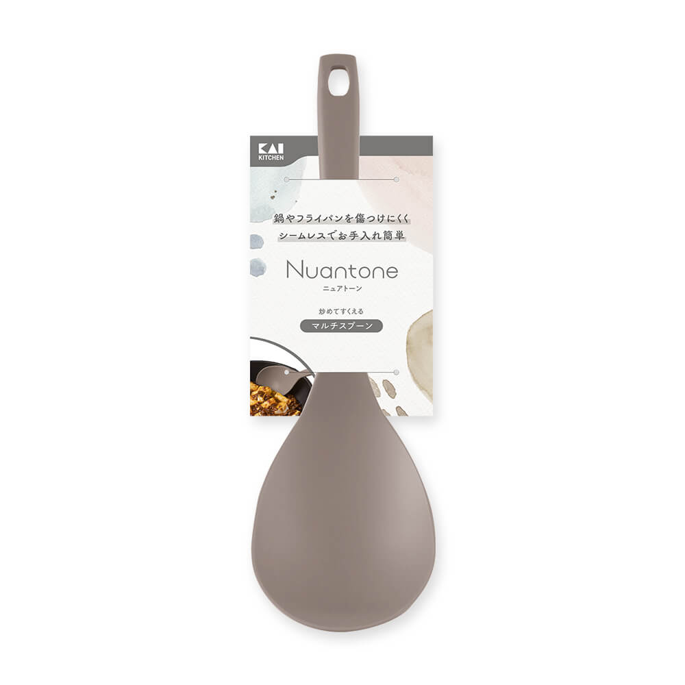 KAI Nuatone All-Nylon Multi Spoon Beige Gray, Nuatone All-Nylon Multi Spoon Beige Gray 250 x 80 x 58 mm, 42 g, Made in Japan, 25 x 8 x 5.8 cm and 42 g, beige gray