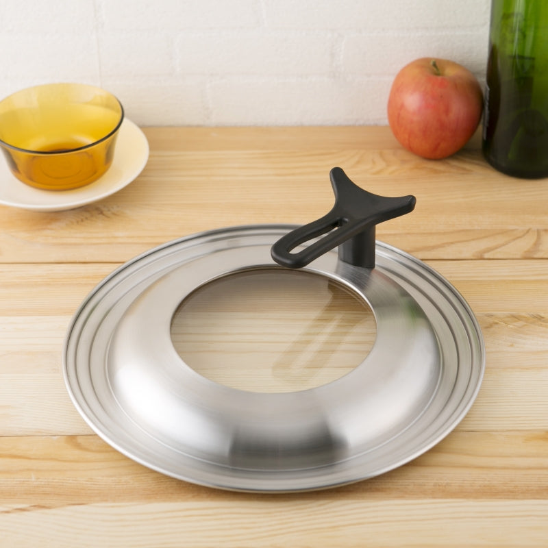 KAI Stainless Steel Frying Pan Cover with Stand 24-28cm, Stainless Steel Frying Pan Cover with Stand 24-28cm 290 x 290 x 85 mm, 510 g, Made in China, 29 x 29 x 8.5 cm and 510 g, Standard