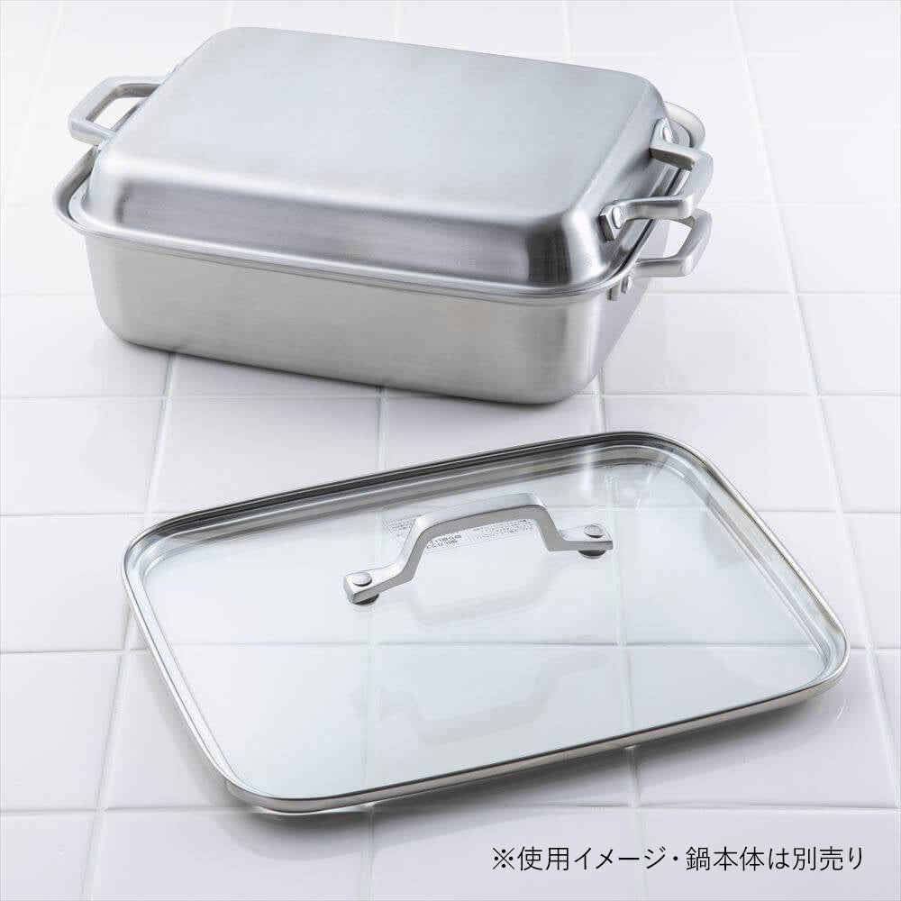 KAI O.E.C. Glass Lid for W Square Pot, O.E.C. Glass Lid for W Square Pot 262 x 208 x 60 mm, 645 g, Made in China, 26.2 x 20.8 x 6 cm and 645 g, Standard