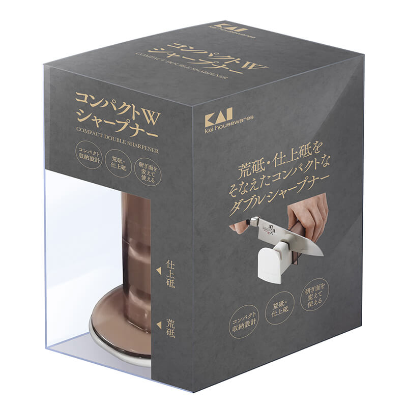 KAI Compact Dual Sharpener, Compact Dual Sharpener 112 x 62 x 75 mm, 138 g, Made in Japan, 11.2 x 6.2 x 7.5 cm and 138 g, Standard