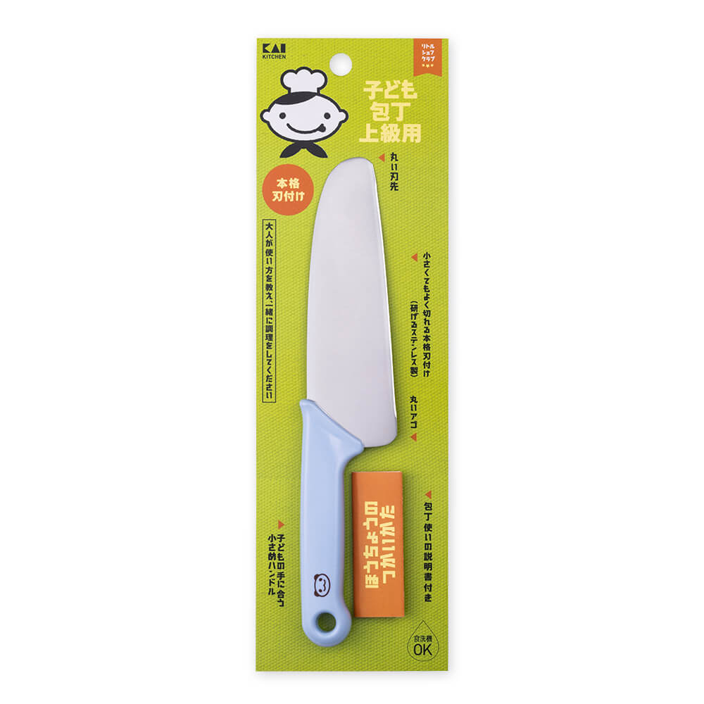 KAI Little Chef Club Kids' Knife (Advanced) Real Blade, Panda, Blue, Little Chef Club Kids' Knife (Advanced) Real Blade, Panda, Blue 219 x 42 x 15 mm, 59 g, Made in Japan, 21.9 x 4.2 x 1.5 cm and 59 g, Blue