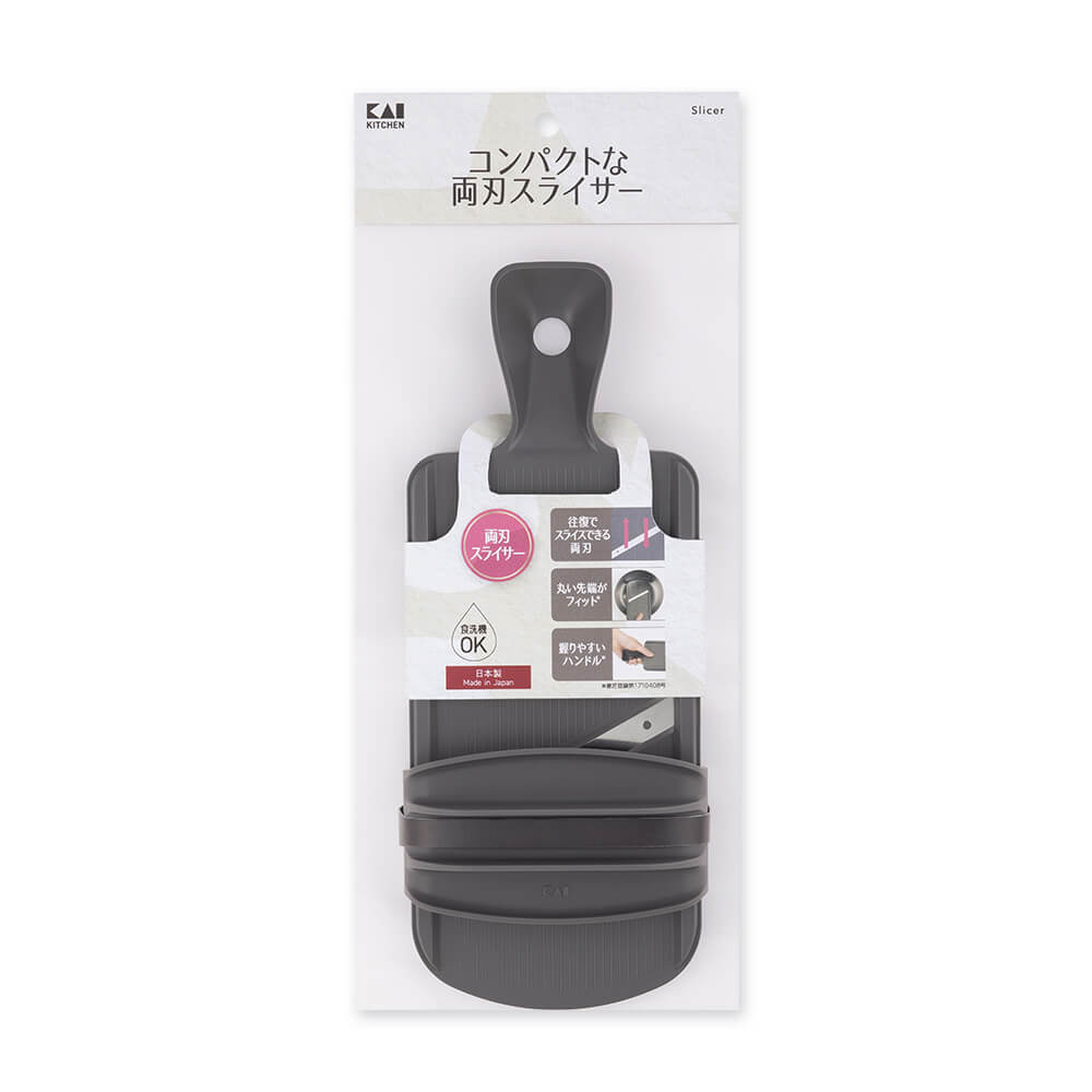 KAI Compact Double-Edge Slicer with Finger Guard, Compact Double-Edge Slicer with Finger Guard 240 x 94 x 45 mm, 90 g, Made in Japan, 24 x 9.4 x 4.5 cm and 90 g, Standard