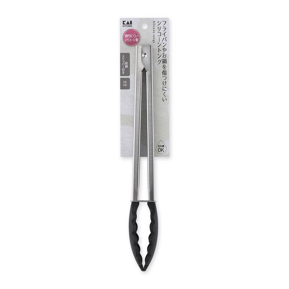 KAI Silicone Tongs 30cm, Silicone Tongs 30cm 300 x 43 x 40 mm, 165 g, Made in China, 30 x 4.3 x 4 cm and 165 g, Standard