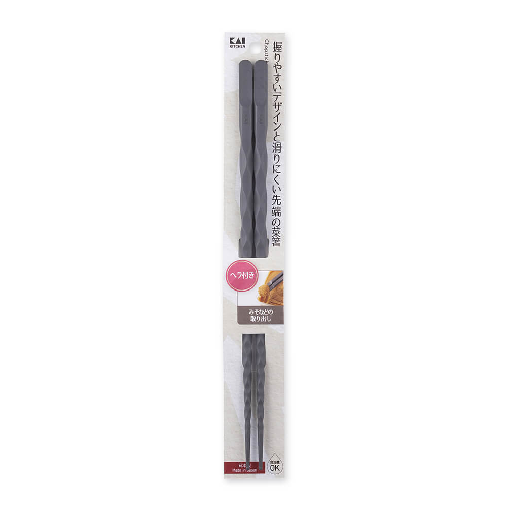 KAI Easy-Grip Cooking Chopsticks 27cm with Spatula, Easy-Grip Cooking Chopsticks 27cm with Spatula 270 x 9 x 9 mm, 30 g, Made in Japan, 27 x 0.9 x 0.9 cm and 30 g, Standard