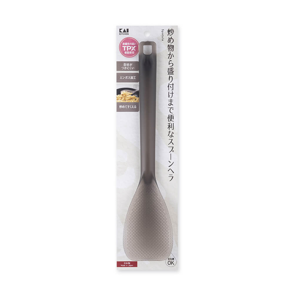 KAI Stir-Fry Spoon Spatula, Stir-Fry Spoon Spatula 283 x 64 x 18 mm, 42 g, Made in Japan, 28.3 x 6.4 x 1.8 cm and 42 g, Standard