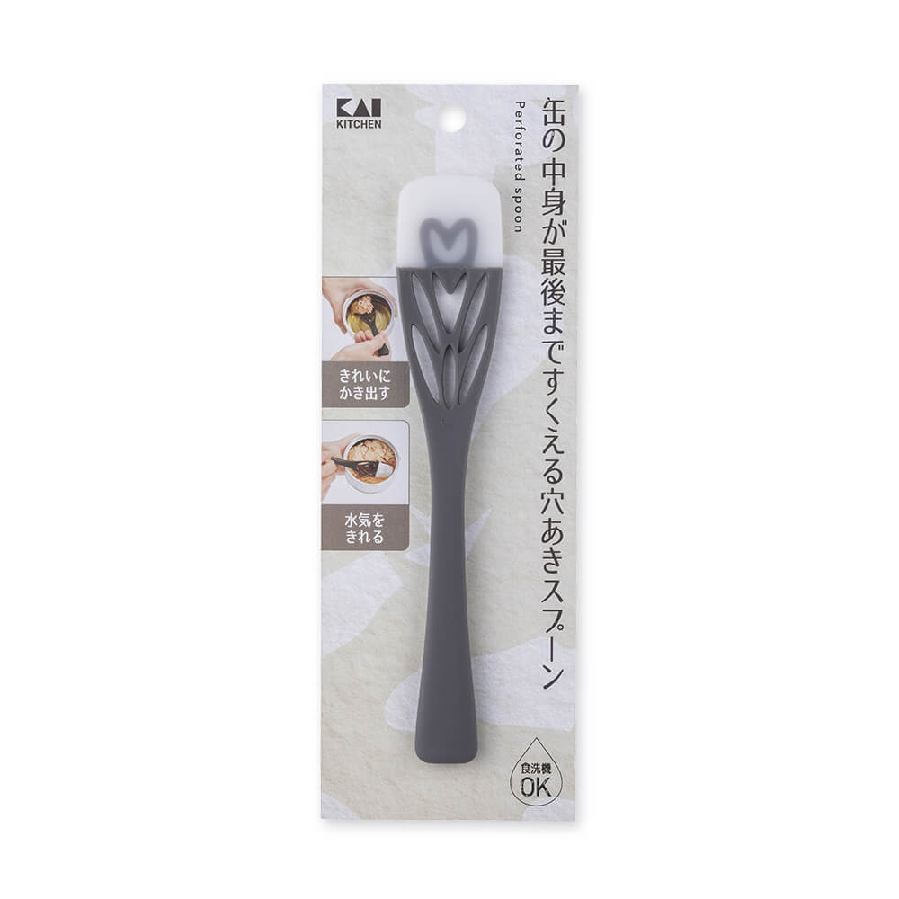 KAI Slotted Spoon That Reaches the Bottom of Cans, Slotted Spoon That Reaches the Bottom of Cans 160 x 23 x 5 mm, 15 g, Made in China, 16 x 2.3 x 0.5 cm and 15 g, Standard