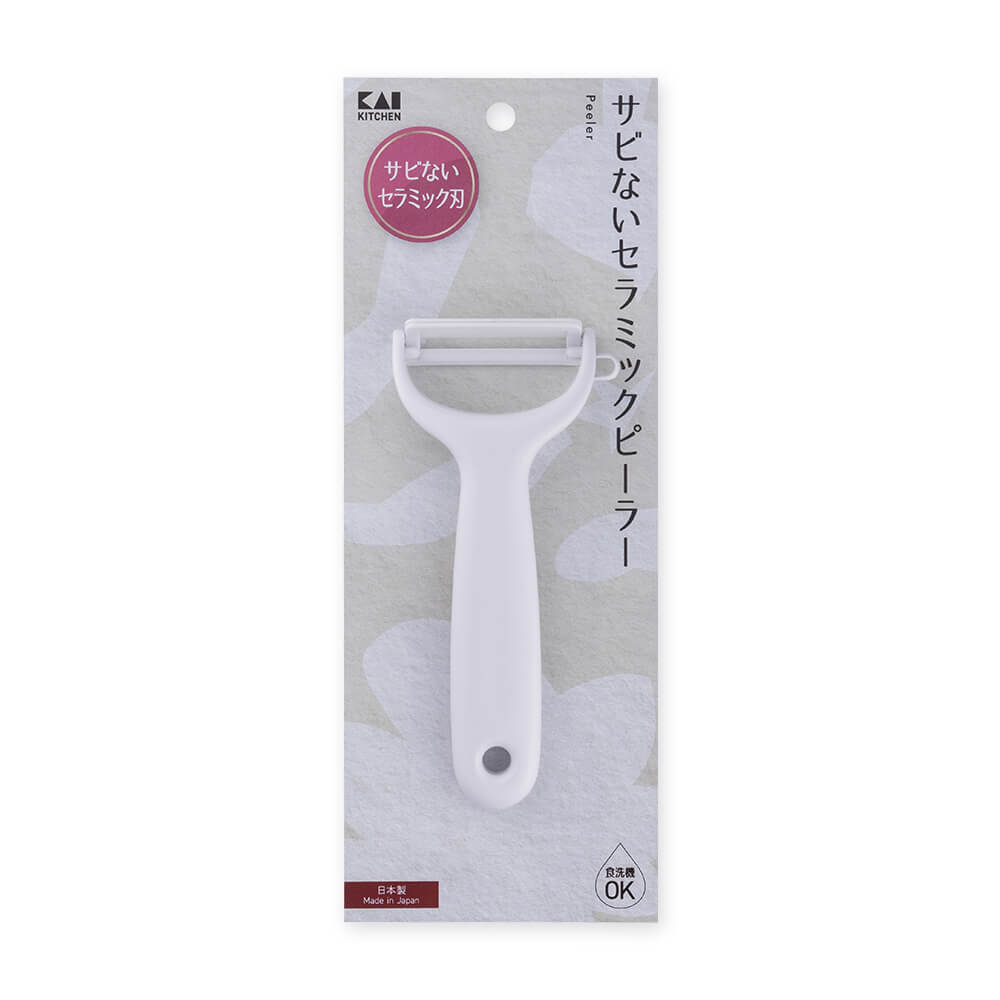 KAI Ceramic Peeler, Ceramic Peeler 135 x 65 x 18 mm, 50 g, Made in Japan, 13.5 x 6.5 x 1.8 cm and 50 g, Standard