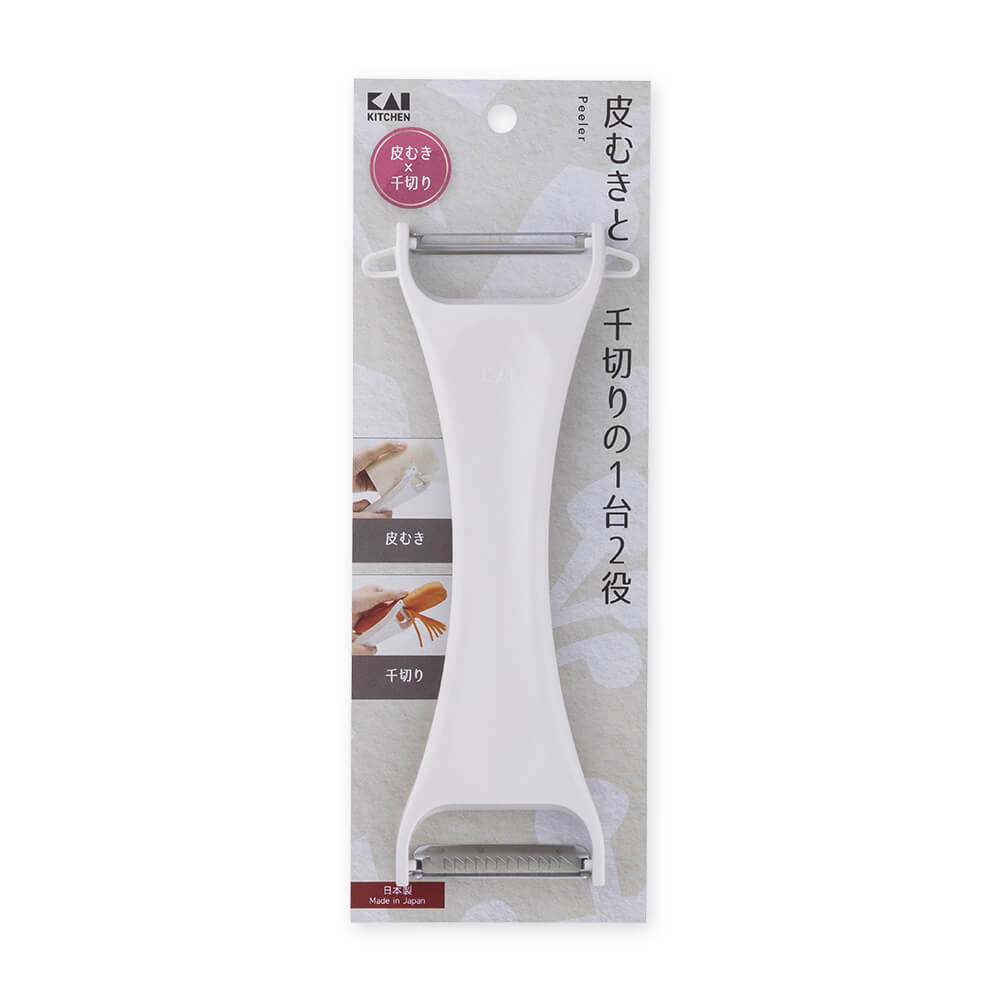 KAI Dual-Purpose Peeler (Peeling and Julienne), Dual-Purpose Peeler (Peeling and Julienne) 187 x 80 x 25 mm, 43 g, Made in Japan, 18.7 x 8 x 2.5 cm and 43 g, Standard