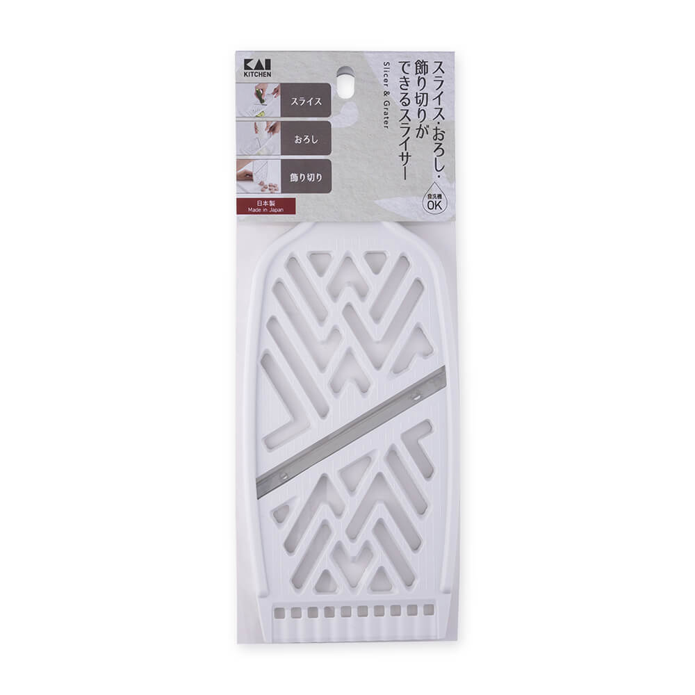 KAI Slicer and Grater, Slicer and Grater 270 x 100 x 11 mm, 78 g, Made in Japan, 27 x 10 x 1.1 cm and 78 g, Standard