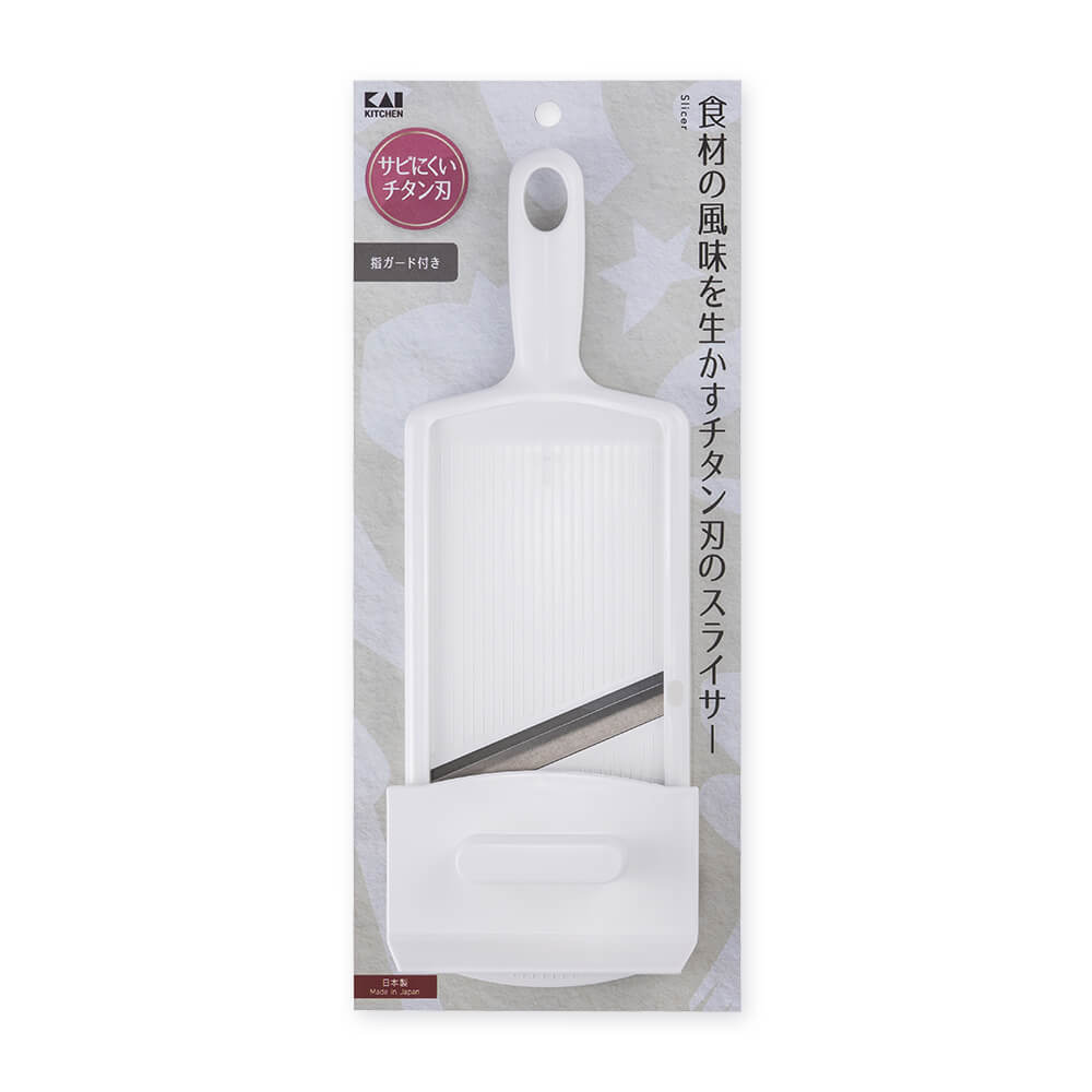 KAI Titanium Slicer with Finger Guard, Titanium Slicer with Finger Guard 270 x 100 x 43 mm, 148 g, Made in Japan, 27 x 10 x 4.3 cm and 148 g, Standard