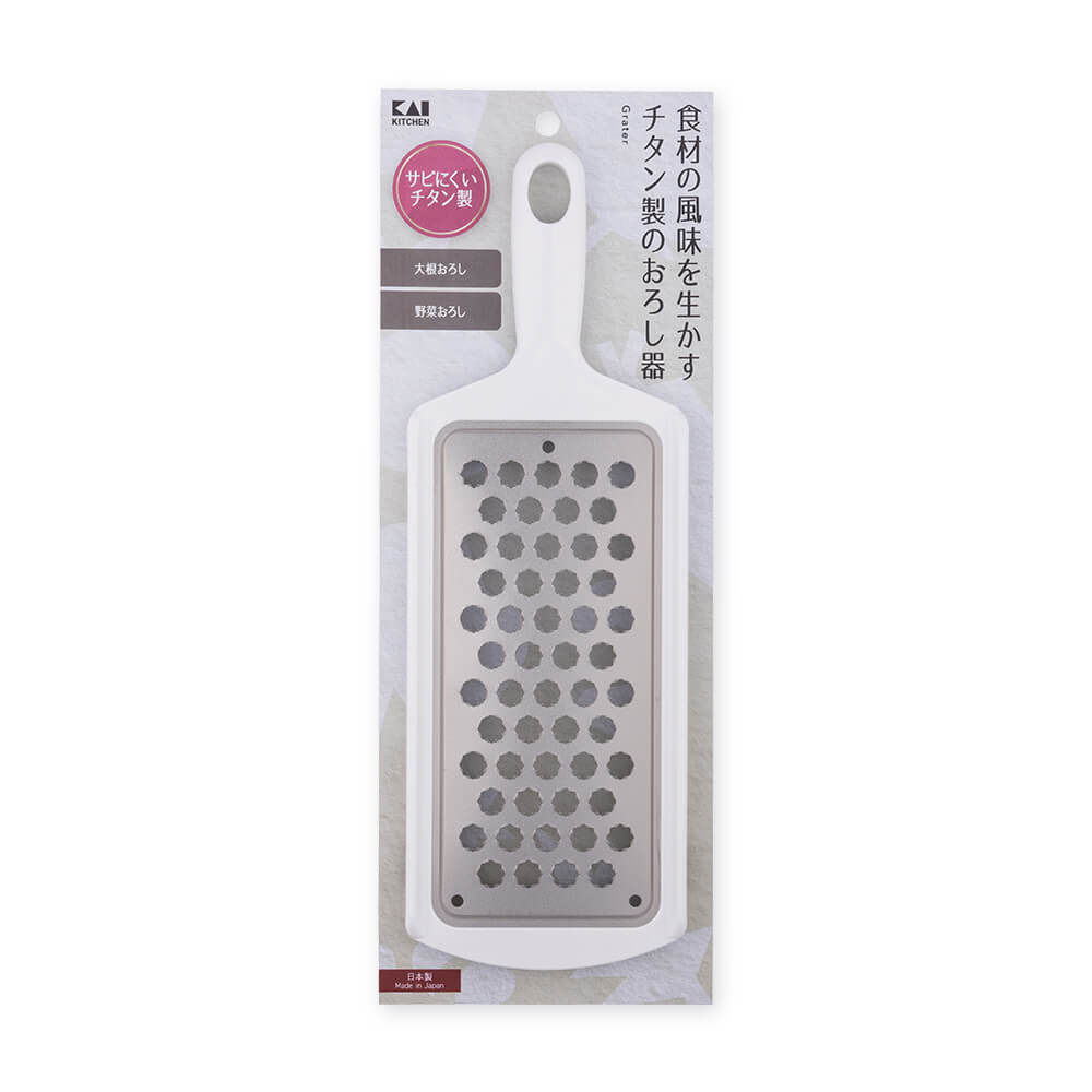 KAI Titanium Grater, Titanium Grater 270 x 92 x 15 mm, 96 g, Made in Japan, 27 x 9.2 x 1.5 cm and 96 g, Standard