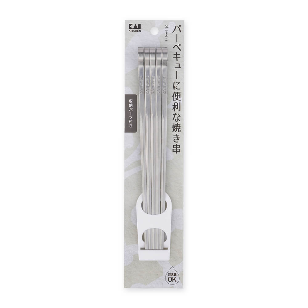 KAI Grilling Skewers 21cm with Storage Parts, Grilling Skewers 21cm with Storage Parts 212 x 35 x 16 mm, 72 g, Made in China, 21.2 x 3.5 x 1.6 cm and 72 g, Standard