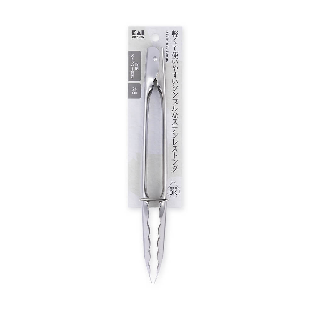 KAI Stainless Steel Multi-Purpose Tongs 24cm, Stainless Steel Multi-Purpose Tongs 24cm 240 x 32 x 34 mm, 45 g, Made in China, 24 x 3.2 x 3.4 cm and 45 g, Standard