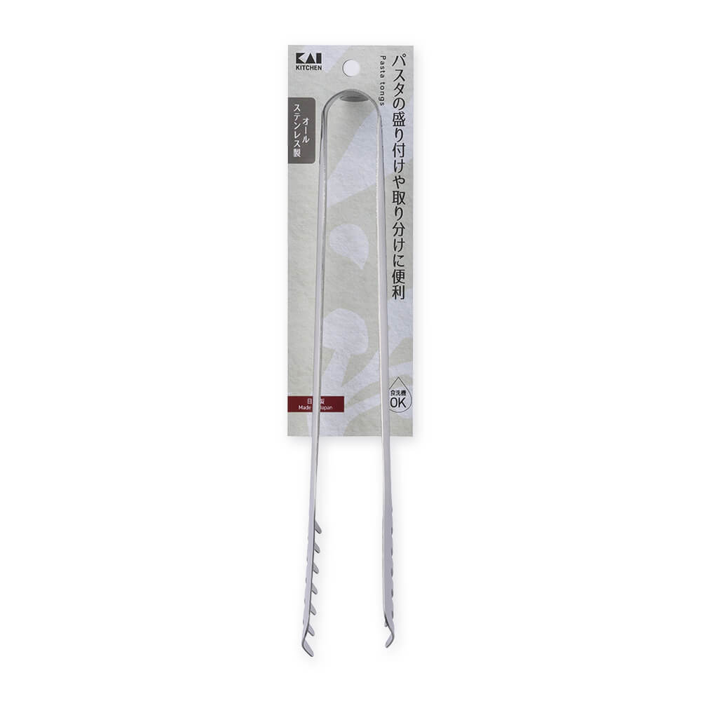 KAI Stainless Steel Spaghetti Tongs, Stainless Steel Spaghetti Tongs 260 x 80 x 60 mm, 95 g, Made in Japan, 26 x 8 x 6 cm and 95 g, Standard