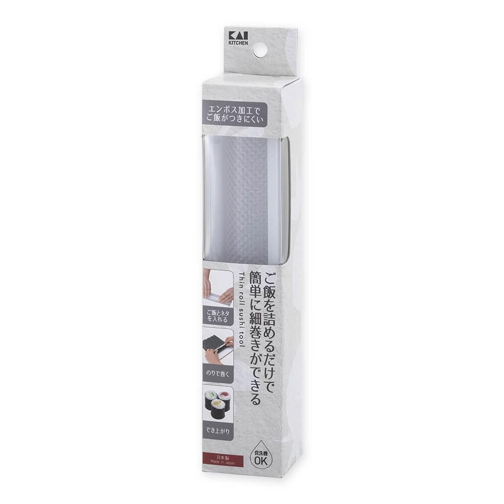 KAI Pakotto Thin Sushi Roll Mold, Pakotto Thin Sushi Roll Mold 200 x 40 x 38 mm, 75 g, Made in Japan, 20 x 4 x 3.8 cm and 75 g, Standard