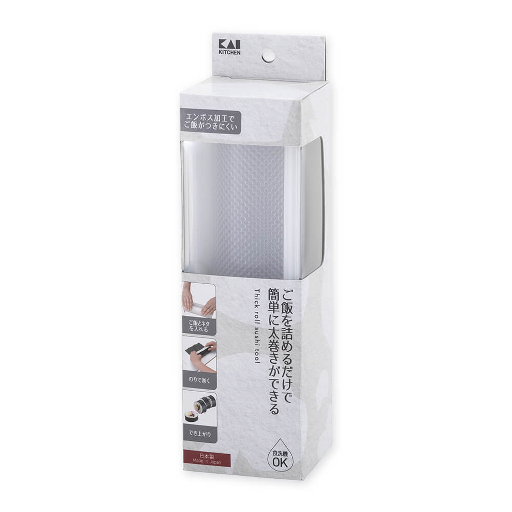 KAI Pakotto Thick Sushi Roll Mold, Pakotto Thick Sushi Roll Mold 205 x 65 x 60 mm, 137 g, Made in Japan, 20.5 x 6.5 x 6 cm and 137 g, Standard