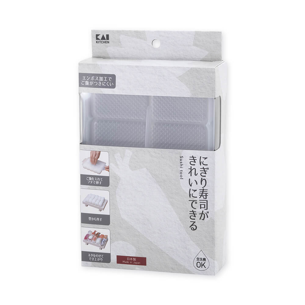 KAI Pakotto Nigiri Sushi Mold 10 Pieces, Pakotto Nigiri Sushi Mold 10 Pieces 120 x 179 x 78 mm, 141 g, Made in Japan, 12 x 17.9 x 7.8 cm and 141 g, Standard