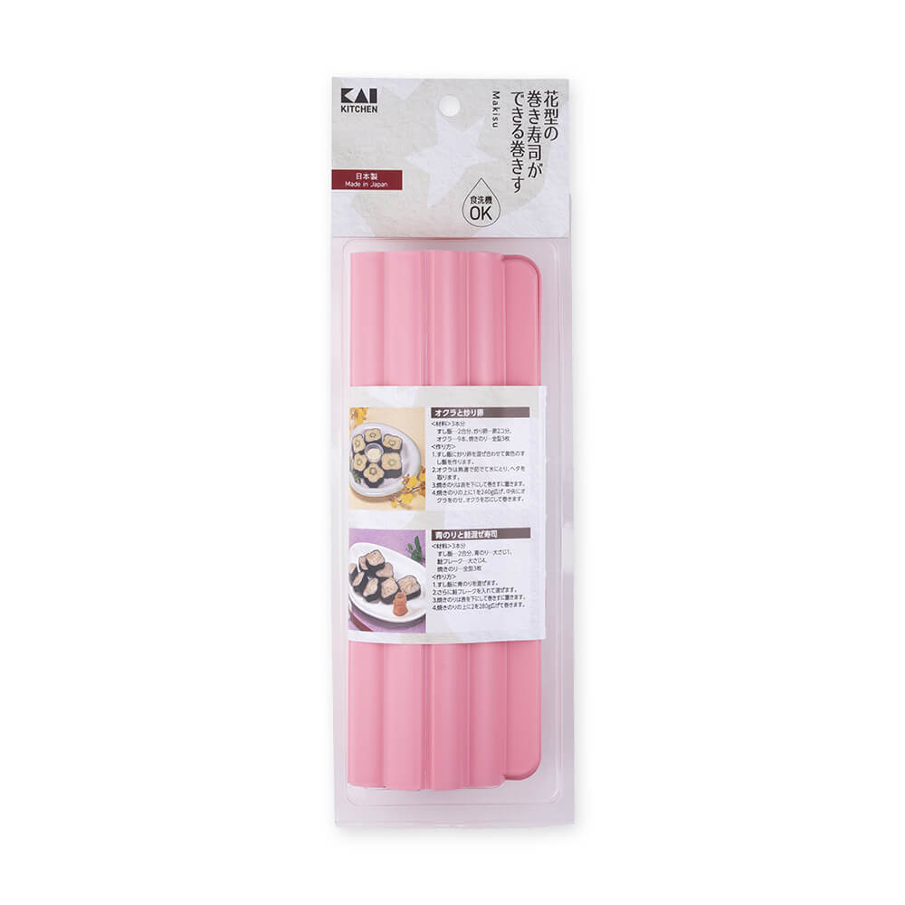 KAI Flower-Shaped Sushi Rolling Mat, Flower-Shaped Sushi Rolling Mat 282 x 90 x 60 mm, 83 g, Made in Japan, 28.2 x 9 x 6 cm and 83 g, Standard