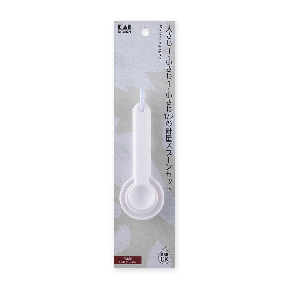 KAI Plastic Measuring Spoon 3-Piece Set, Plastic Measuring Spoon 3-Piece Set 113 x 45 x 30 mm, 24 g, Made in Japan, 11.3 x 4.5 x 3 cm and 24 g, Standard