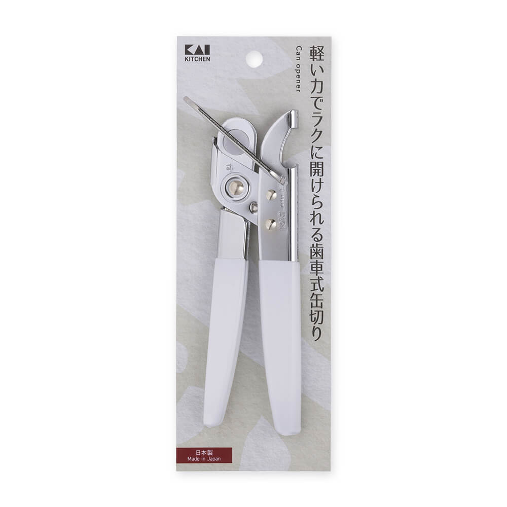 KAI Gear-Type Can Opener, Gear-Type Can Opener 170 x 43 x 35 mm, 190 g, Made in Japan, 17 x 4.3 x 3.5 cm and 190 g, Standard