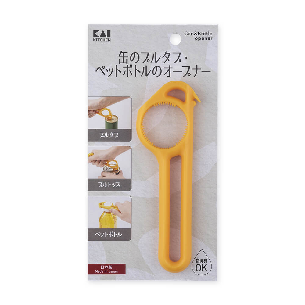KAI Pull Tab and PET Bottle Cap Opener, Pull Tab and PET Bottle Cap Opener 134 x 45 x 12 mm, 30 g, Made in Japan, 13.4 x 4.5 x 1.2 cm and 30 g, Standard