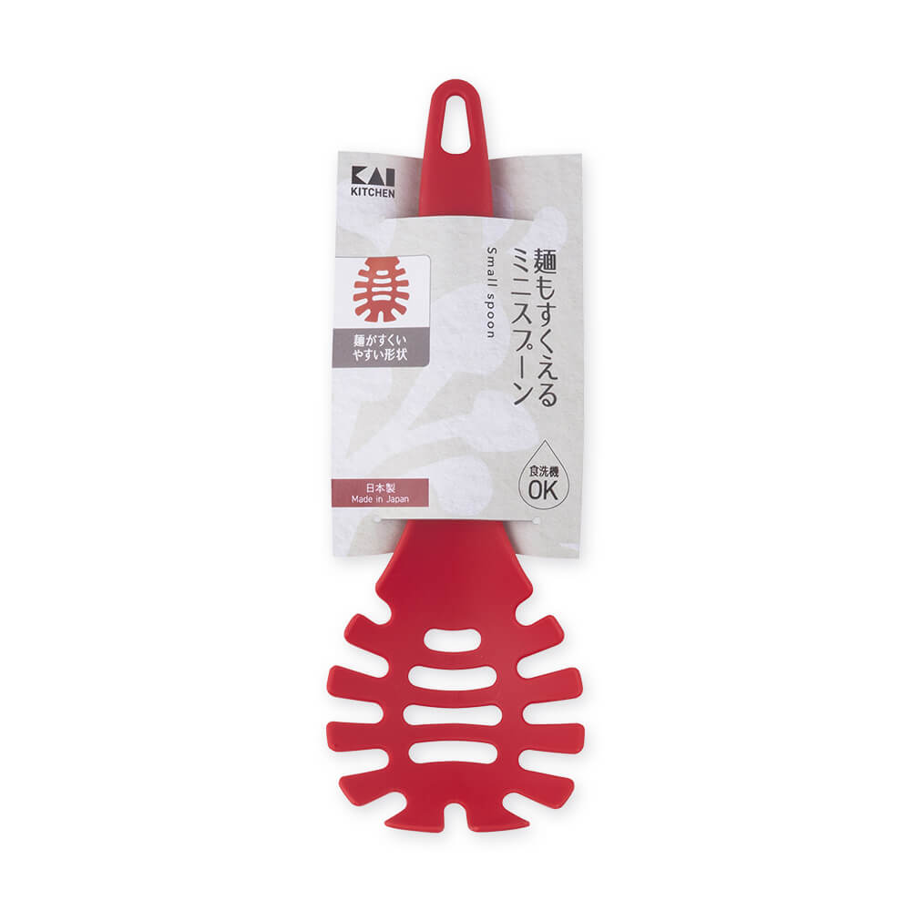 KAI Noodle Scooping Mini Spoon, Noodle Scooping Mini Spoon 210 x 70 x 55 mm, 35 g, Made in Japan, 21 x 7 x 5.5 cm and 35 g, Standard