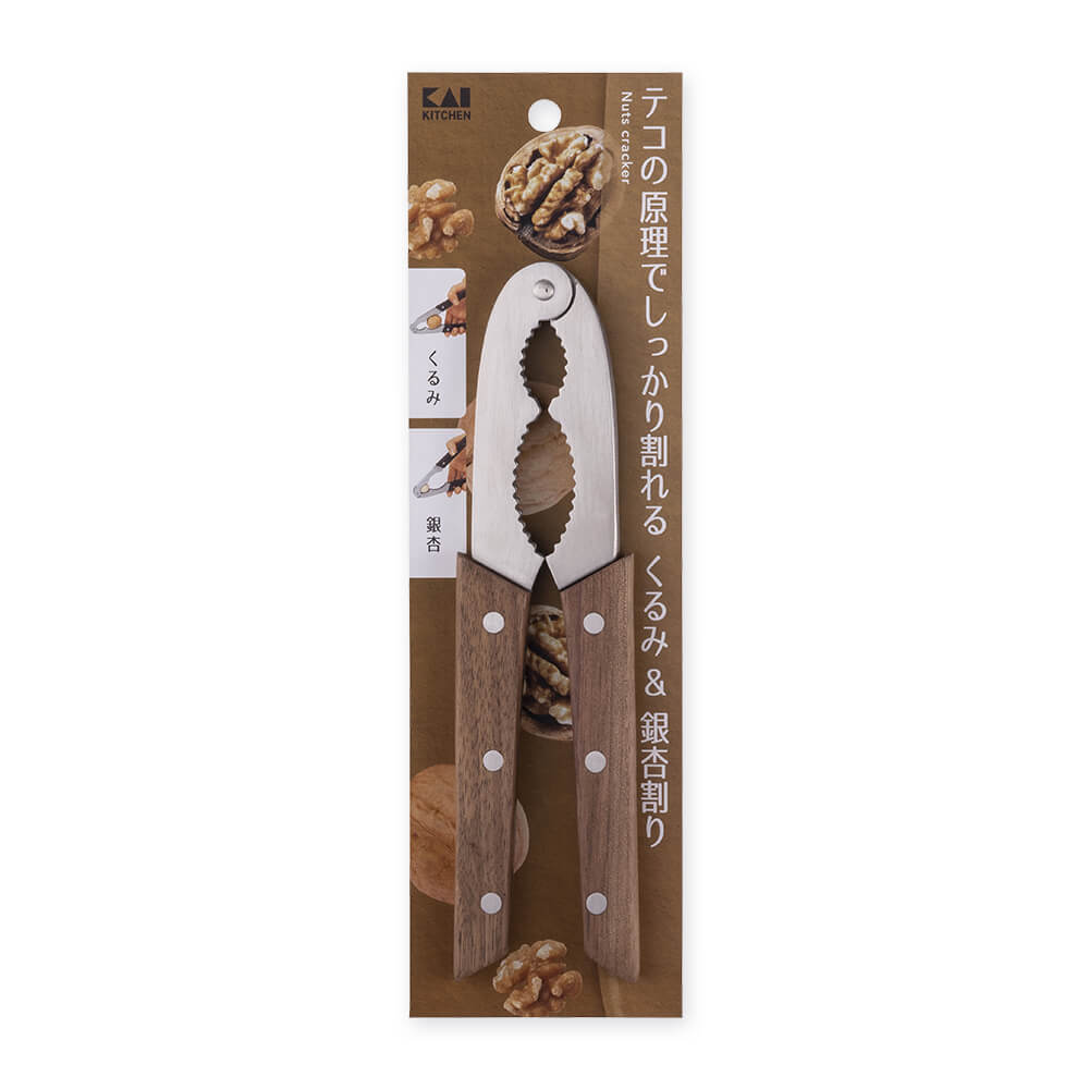 KAI Walnut and Ginkgo Nut Cracker, Walnut and Ginkgo Nut Cracker 182 x 42 x 12 mm, 178 g, Made in China, 18.2 x 4.2 x 1.2 cm and 178 g, Standard