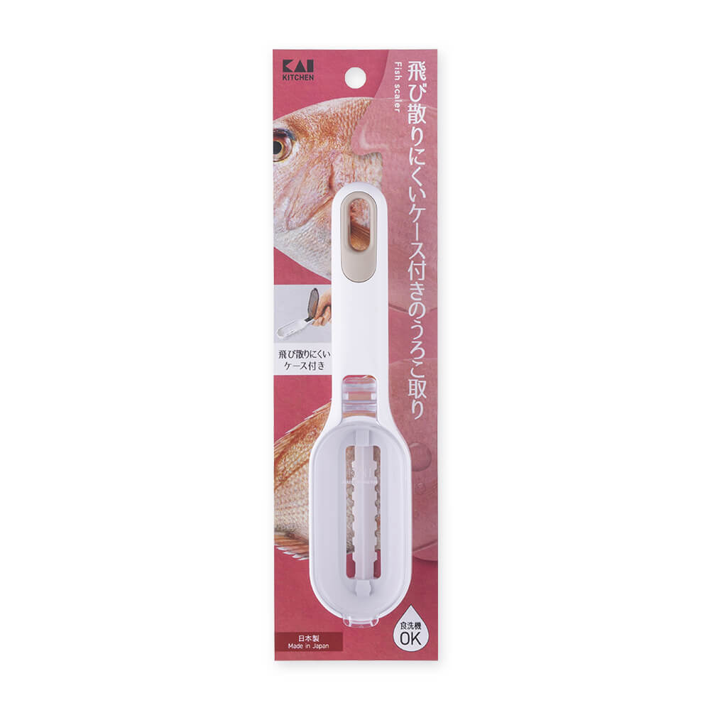 KAI Fish Scaler with Case, Fish Scaler with Case 170 x 40 x 26 mm, 49 g, Made in Japan, 17 x 4 x 2.6 cm and 49 g, Standard