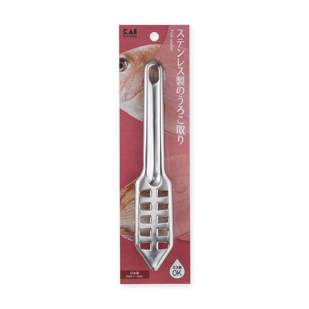KAI Stainless Steel Fish Scaler, Stainless Steel Fish Scaler 195 x 35 x 25 mm, 65 g, Made in Japan, 19.5 x 3.5 x 2.5 cm and 65 g, Standard