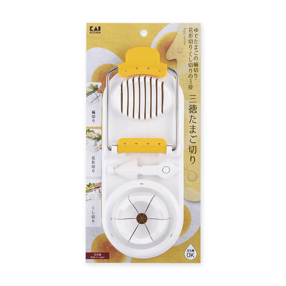 KAI 3-Way Egg Slicer (Santoku), 3-Way Egg Slicer (Santoku) 235 x 93 x 50 mm, 132 g, Made in Japan, 23.5 x 9.3 x 5 cm and 132 g, Standard