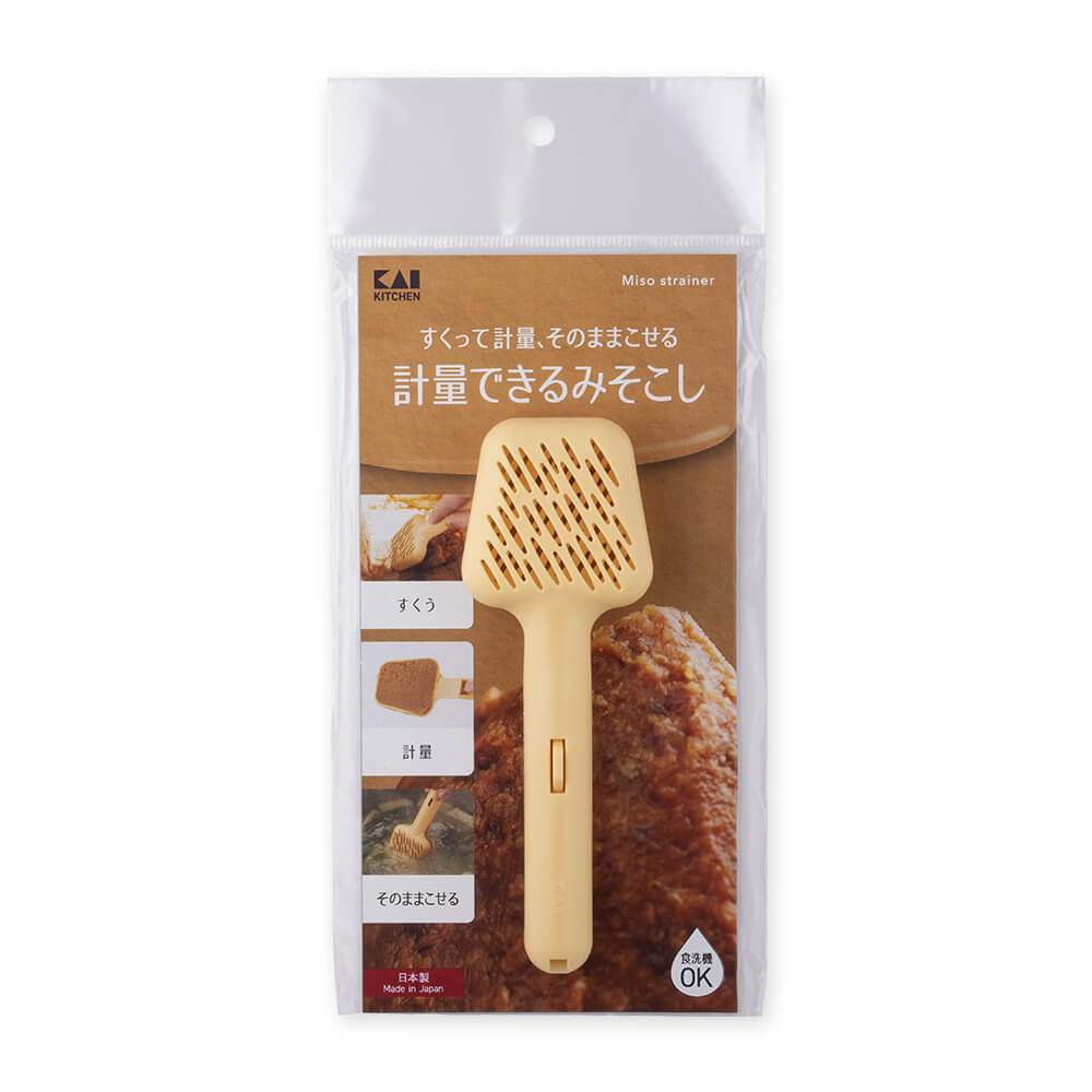 KAI Measuring Miso Strainer, Measuring Miso Strainer 148 x 50 x 28 mm, 35 g, Made in Japan, 14.8 x 5 x 2.8 cm and 35 g, Standard