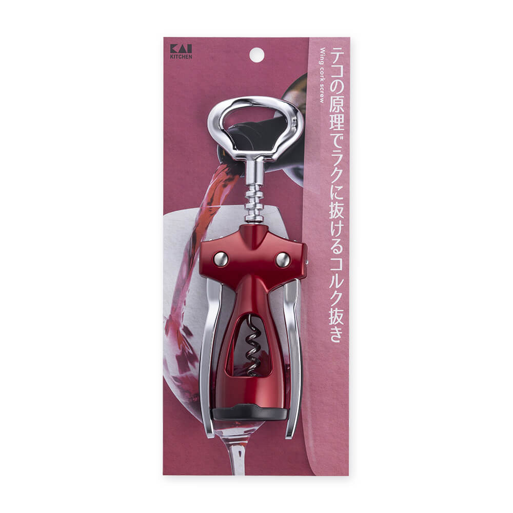 KAI Wing-Type Corkscrew — Stainless-Screw Chrome-Plated Wings Easy-Pull