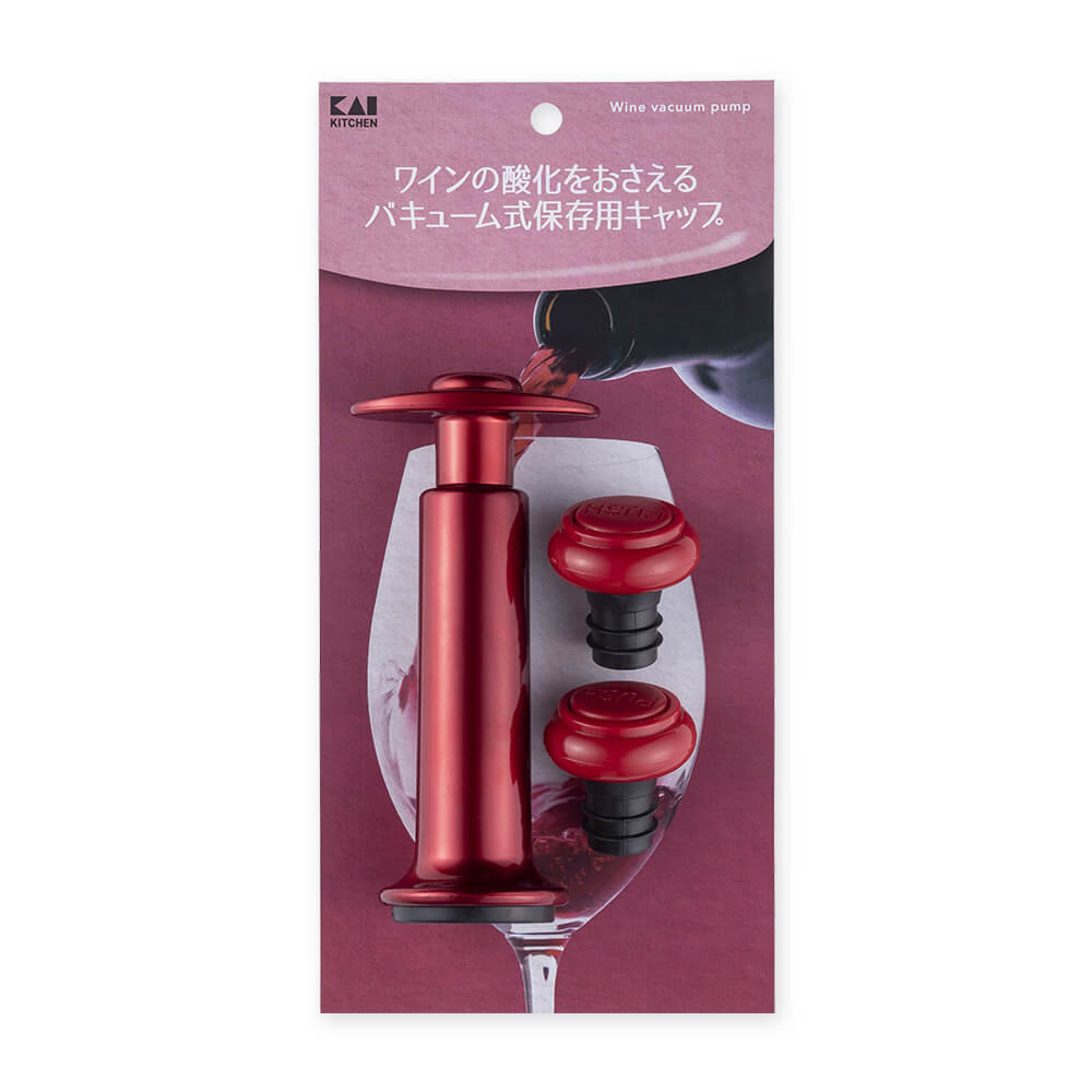 KAI Wine Vacuum Pump Stopper, Wine Vacuum Pump Stopper 140 x 65 x 48 mm, 140 g, Made in China, 14 x 6.5 x 4.8 cm and 140 g, Standard