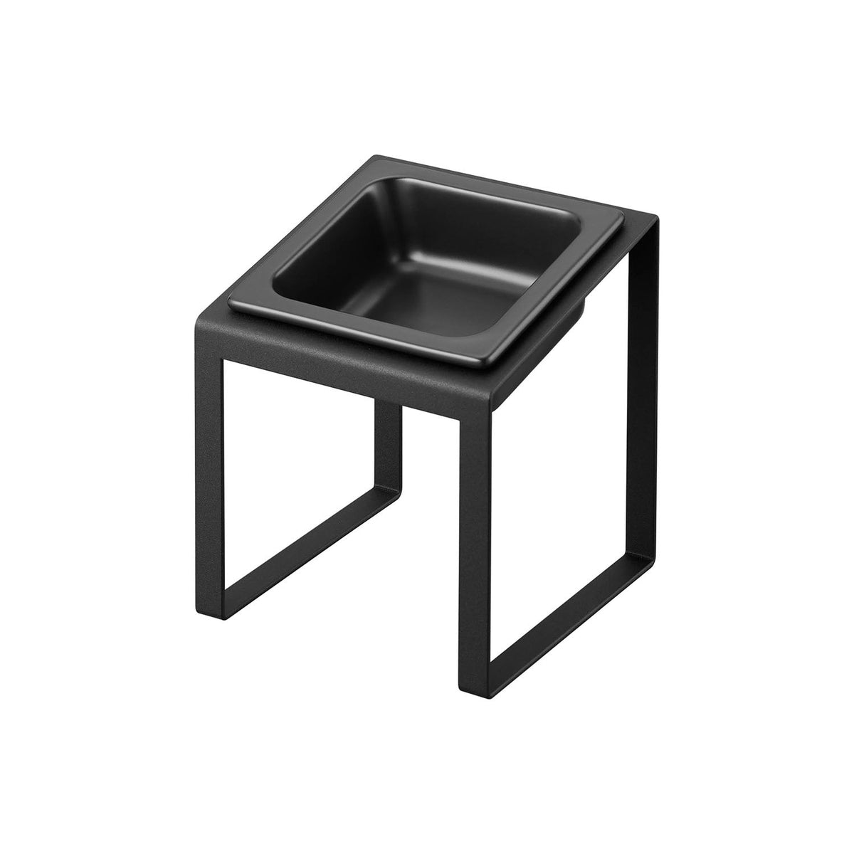 Yamazaki Nooks Slanted Pet Food Bowl Stand Nooks H17.6, Tall Slanted Stand With a Ceramic Bowl That Eases Mealtime for Tall Pets, 200 mL in the Stand and 300 mL Flat, 15 x 15.5 x 17.6 cm and 950 g, White or Black