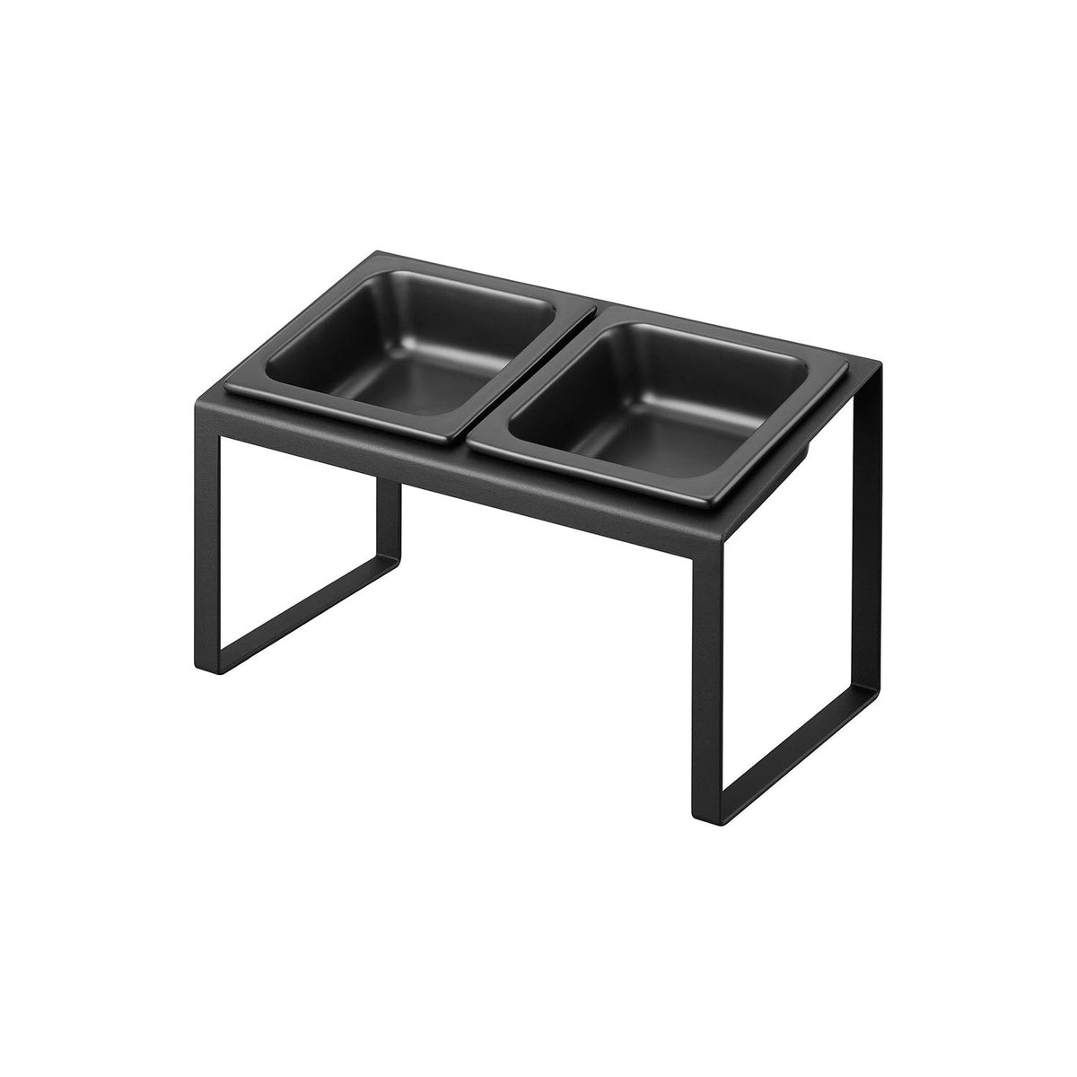 Yamazaki Nooks Slanted Pet Food Bowl Stand Set Nooks H17.6, Tall Slanted Stand With Two Ceramic Bowls That Eases Mealtime for Tall Pets, 200 mL Each in the Stand and 300 mL Flat, 29 x 15.5 x 17.6 cm and 1600 g, White or Black
